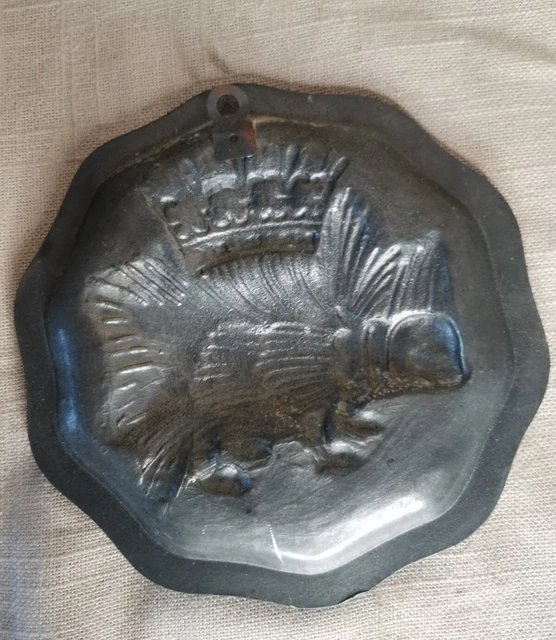 Belle Broche Vintage En émail Bleu - Porc-épic En Cuivre Doré à Chaud, Style Royal Louis XII