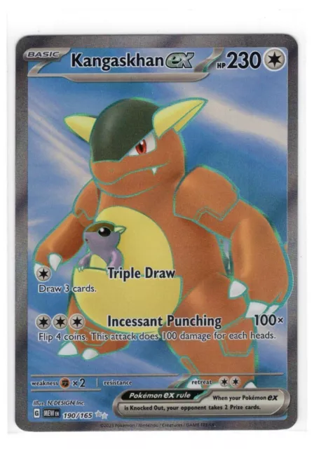  Pokemon - Kangaskhan ex 190/165 - Pokemon 151 - Full Art Ultra  Rare - Single Card : Toys & Games