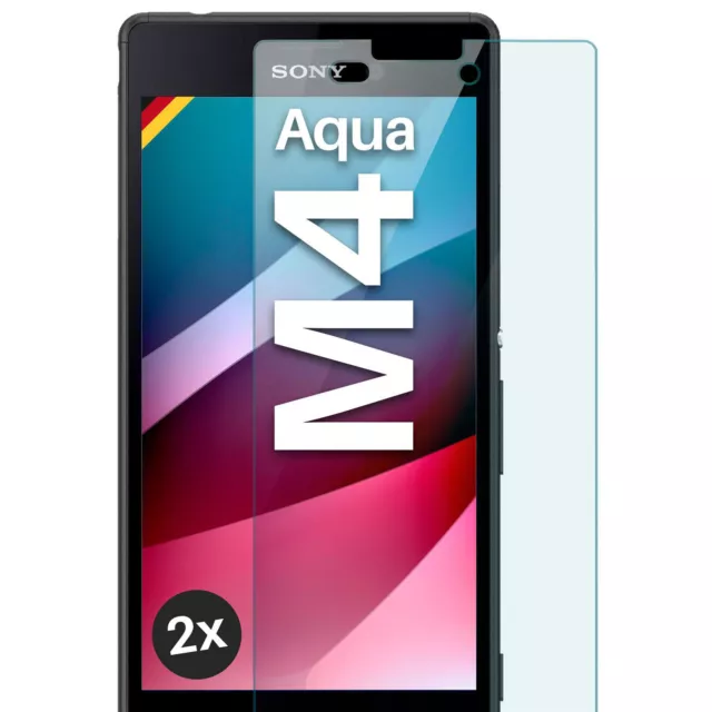 2x Echt Glas für Sony Xperia M4 Aqua Panzerfolie HD Handy Premium Displayschutz