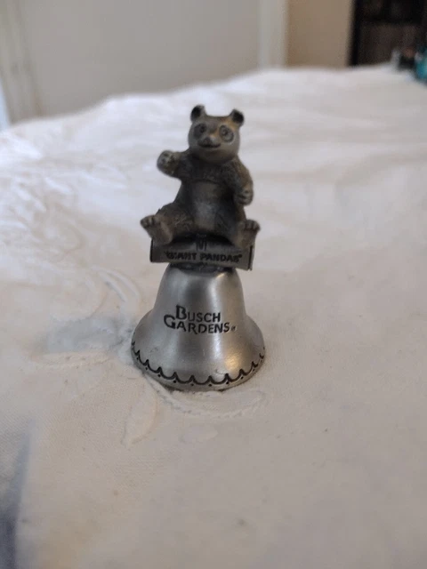 Vintage Very Rare 2" Giant Pandas Busch Gardens 1979 Bell Pewter Figure