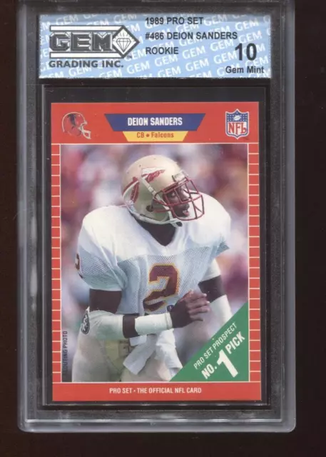 Deion Sanders RC 1989 Pro Set #486 Rookie GEM MINT 10