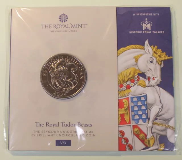Großbritannien 5 £ Pounds BU Royal Tudor Beasts Seymour Unicorn UK 2024 GB