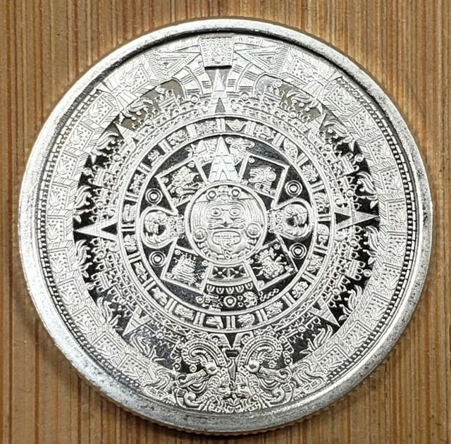 1/2 OZ SILVER Aztec Calendar Stone Eagle Warrior of Tenochtitlan .999
