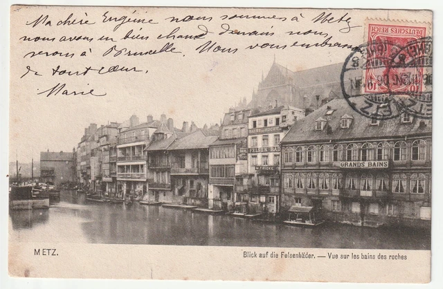 METZ - Moselle - CPA 57 - les Bains des Roches - Péniche