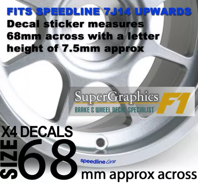 wheel Rim Decal sticker to fit Speedline Corse Rally wheel at 68mm X4