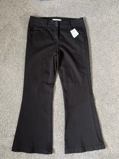 Next Lift Slim & Shape Flare High Rise Black Denim Stretch Jeans Size UK 20 BNWT