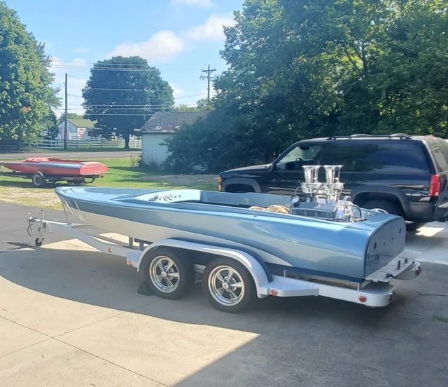 1967 RaysonCraft vintage flat bottom V drive drag boat 468 big block chevy bbc