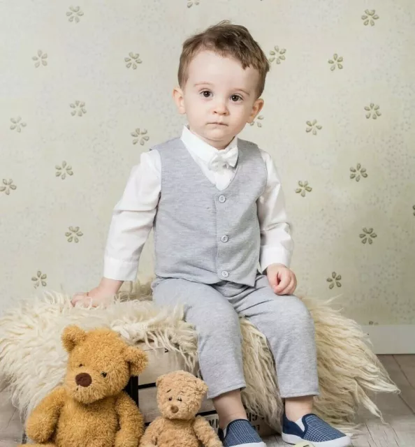 Abito bambino uomo bianco grigio abito intelligente festa compleanno battesimo estate