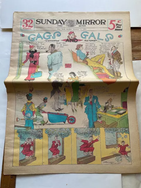 1933 Sunday Mirror Color Comics Section. Mickey Mouse; Bucky Bug; Babe Ruth Ad