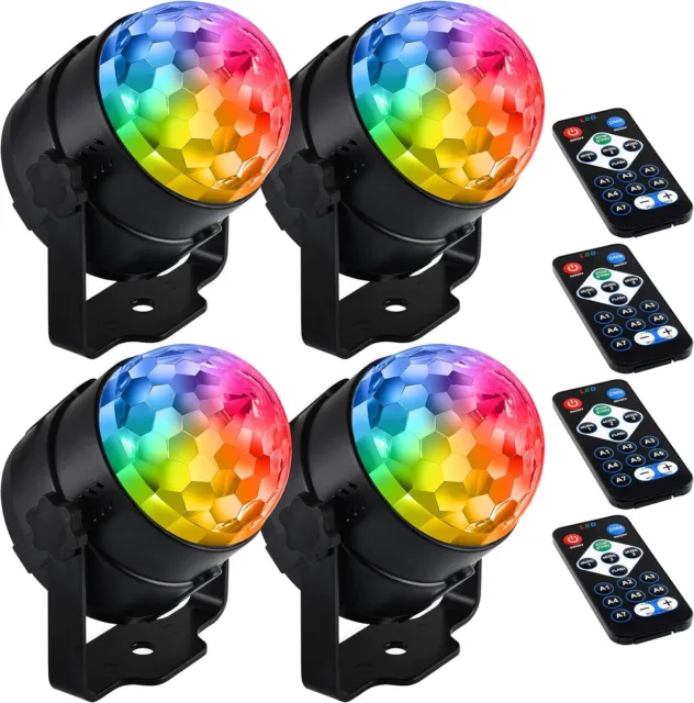 4PCS x RGB Disco Party Light LED Stage Ball Lights KTV Strobe DJ Activated Lamp