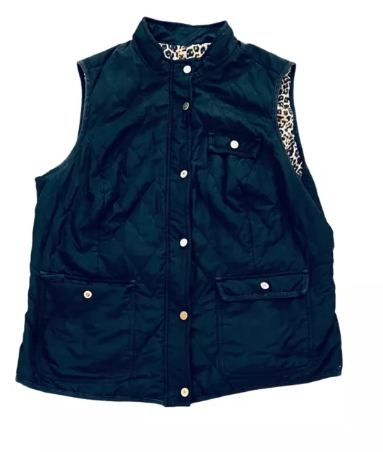 Charter Club Black Quilted Women's Vest Size XL Polyester Full Zip