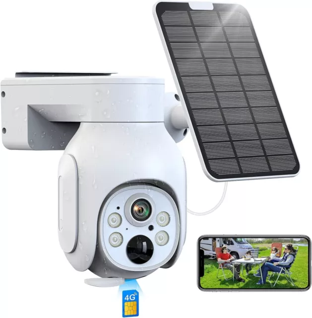 4G LTE No WiFi Cellular Security Camera Outdoor Wireless with Solar Panel & SIM