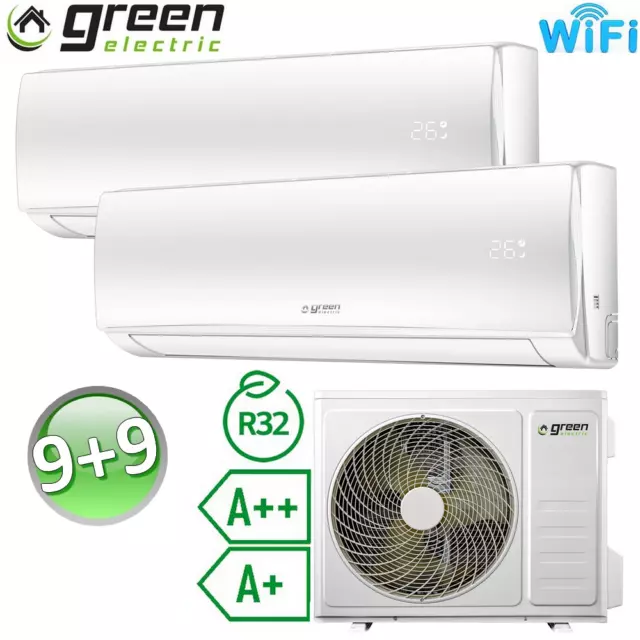 3S Climatiseur Green Electric Wifi A++ R32 9000+9000 Btu Inverter Dual Split