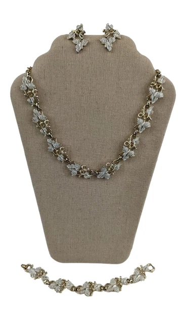 Sarah Coventry Vintage English Ivy Necklace, Bracelet and Earrings Set