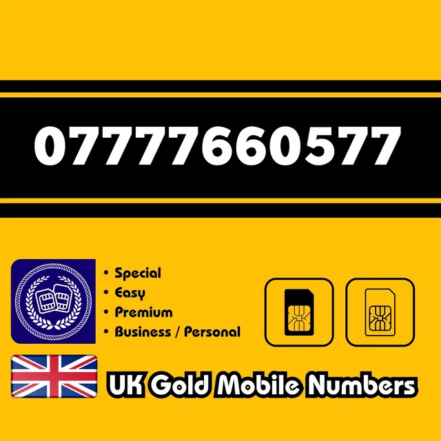 Gold Mobile Number Easy VIP Business Special Memorable UK O2 EE Voda 3 SIM Card