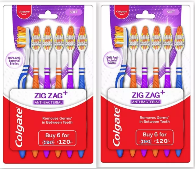 2 x Colgate ZigZag cepillo de dientes paquete de 6 cepillos de dientes...