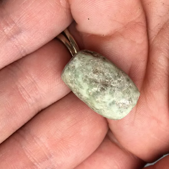 Pre-Columbian Green Hard Stone Bead Pendant Jewelry Ancient Art
