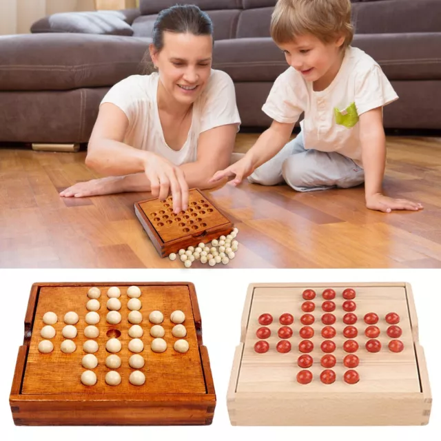 OOKWE Wooden Solitaire Board Game, Europe Board Game Unique Funny Single  Chess 