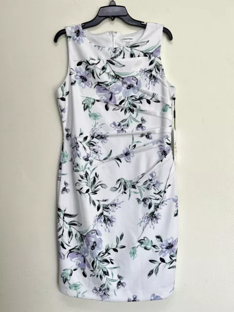 Calvin Klein NWT Elegant OPAL Floral Starburst Crepe Sheath Dress Size 12