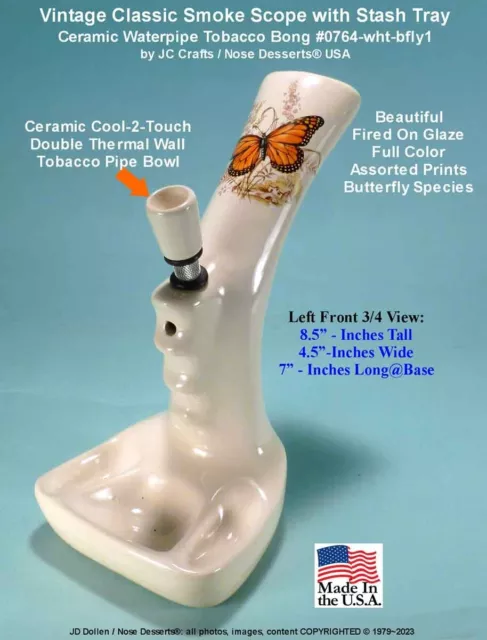 Vintage Butterfly Classic Toke Smoke Scope Ceramic Glass Water pipe Tobacco Bong