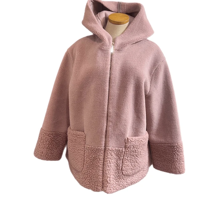 Koolaburra By Ugg Pink Ice Hooded Faux Fur Fleece Coat Size Large