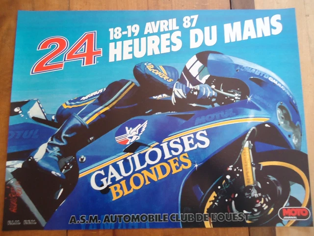 Poster Ufficiale 24 10 Del Mans 1987 Moto Manifesto Aco Moto Le