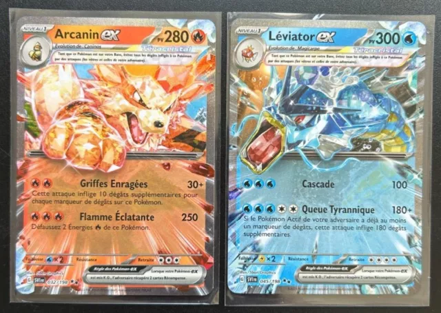 Lot de 2 Cartes Pokémon - Léviator EX 045/198 Arcanin EX 032/198 - EV01 - FR NM