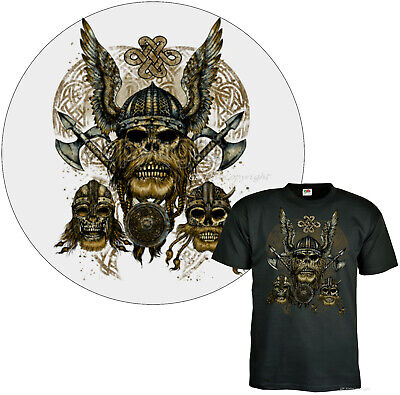 Teschio Vichingo Viking Guerriero Odin Metallo Wotan Gotico T-Shirt Celtic 4205