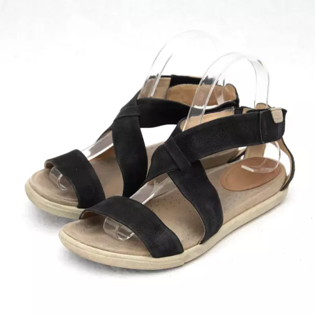 Ecco Women's Black Suede Strappy Sandal Size 37 US 6.5-7