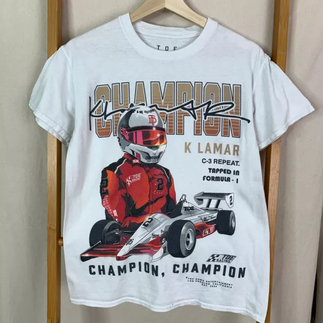 Kendrick Lamar Shirt Mens Small TDE Pulitzer Kenny Car Racing White Kendrick Lamar Shirt Mens Small TDE Pulitzer Kenny Car Racing White