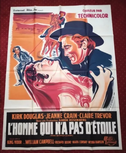 affiche de cinema ancienne L'homme qui n'a pas d'étoile 120x160 cm western