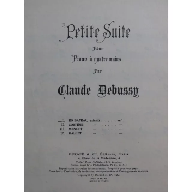 DEBUSSY Claude Petite Suite No 1 En Bateau Piano 4 mains 1951