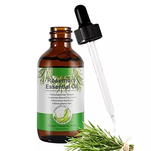 Rosemary Oil 60ML Huile de Romarin pour Cheveux Sourcils Et Cils, Huile Essentie