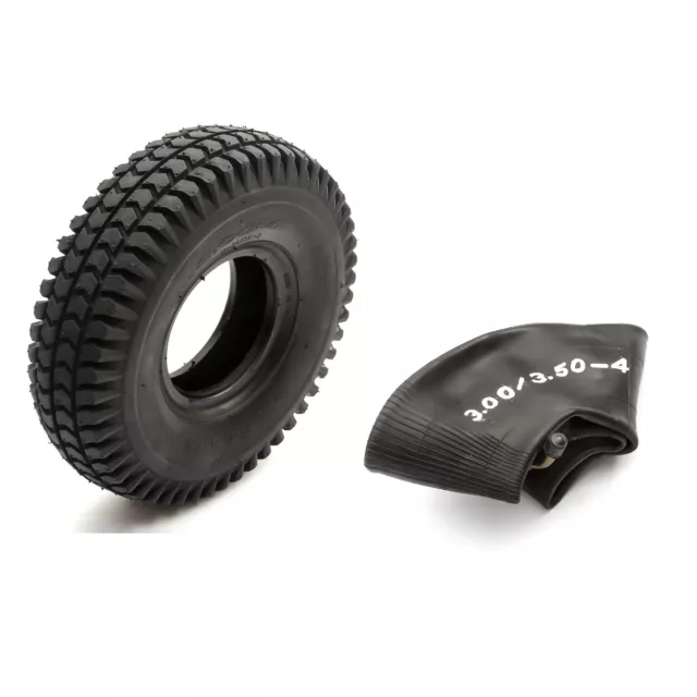 Tyre & Innertube 3.00-4 Black Block Tread Fits Mobility Scooter 4 Inch Rim 4 Ply