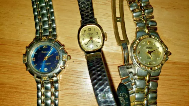 CROTON QUARTZ DIAMOND Bezel Ladies Watch , Timex & Armitron Lot Parts ...