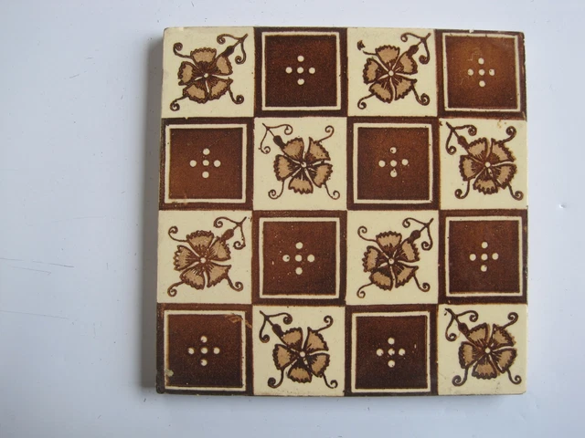 Antique Victorian 6" Aesthetic  Chequerboard Transfer Print Wall Tile