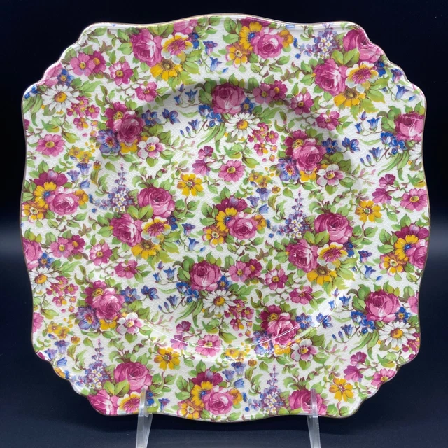 1930s Royal Winton Summertime Chintz 8 3/4” Luncheon Dinner Plate Rose Grimwades