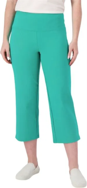 WOMEN WITH CONTROL Tummy Control Full Leg Crop Pants Teal Jade PXS ...