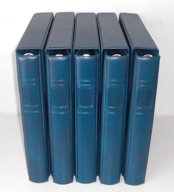 (75) 5x LINDNER RINGBINDER 1104 + SCHUBER 814 BLAU ALS SET 1124 SEHR GUT