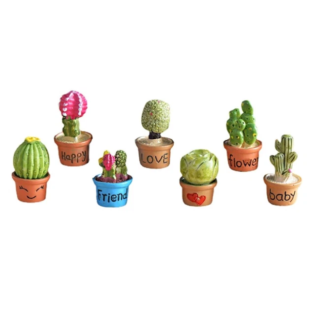 7 piezas Decoración Planta de maceta de dibujos animados Accesorios de mesa Bonsai artificial Caricatura