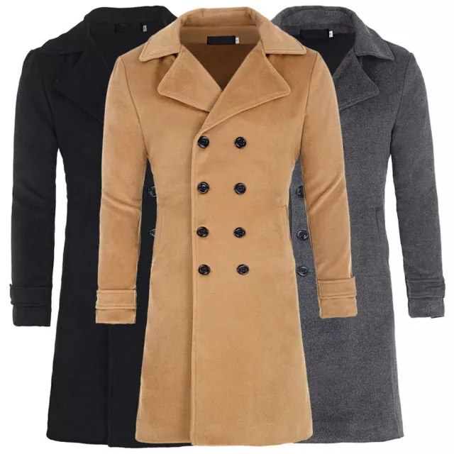 Mens Trench Coat Double Breasted Full Lining Winter Jacket PK49