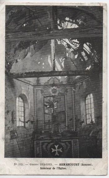 CPA - ARMANCOURT (Somme) - Intérieur de l'Eglise - Guerre 1914-1915