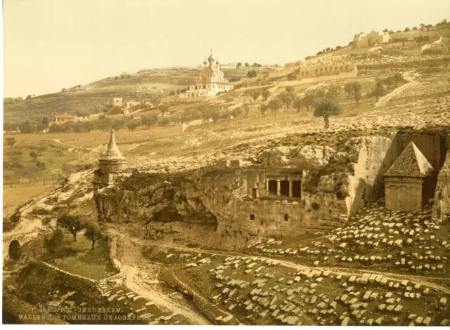 Jérusalem. Vallée des Tombeaux de Josaphat PZ vintage photochromie, photochrom