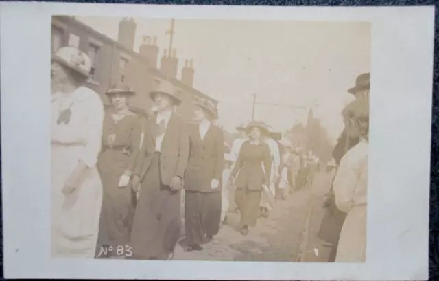 Social History RP Postcard. A SUFFRAGETTES ON THE MARCH.No. 83. Unable to place