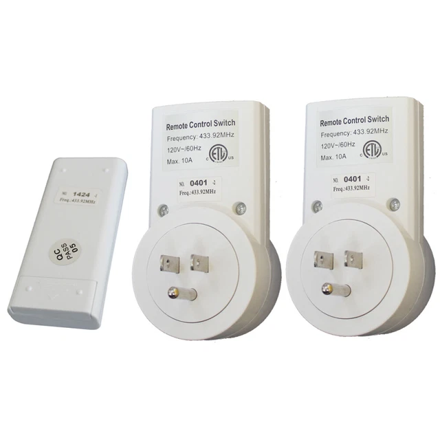 Prise de commutateur de télécommande 2PCS avec 1 télécommande