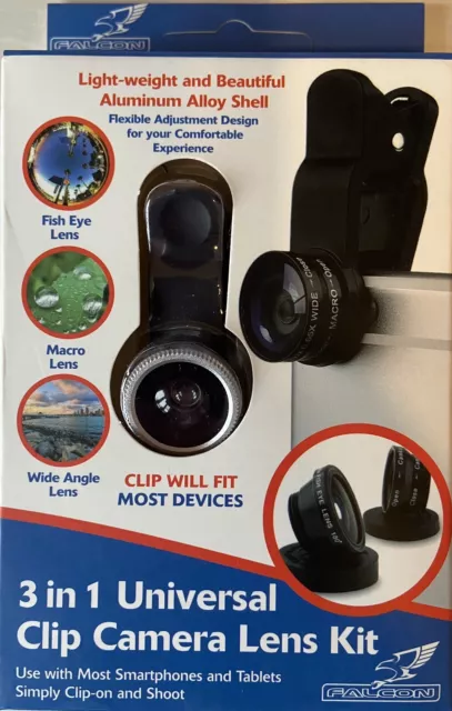 Clip On Camera Lens Kit Fisheye Wide Angle Macro For Mobile Phone Universal 3in1
