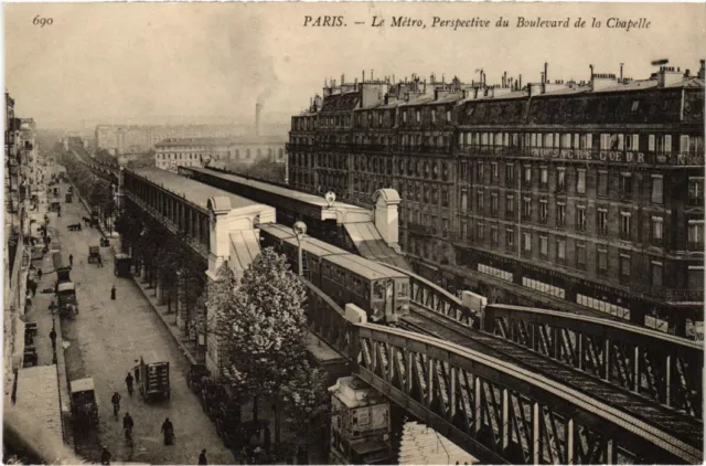 CPA PARIS 18e Le Metropolitain Perspective Bd de la Chapelle (1249841)