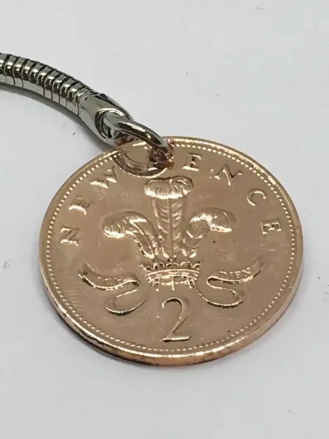 New Two Pence 2p Drilled Coin Keyring - Choose Your Date - Birthday Gift 3