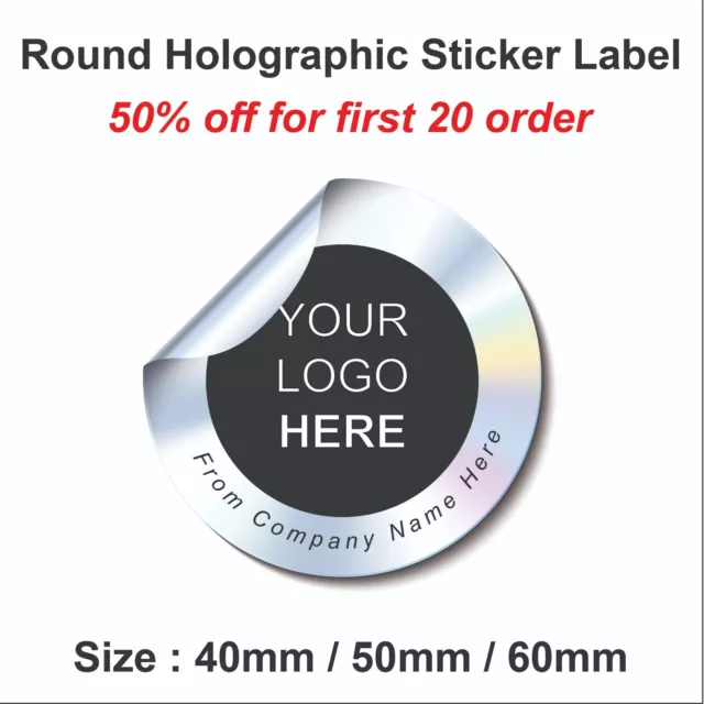 Custom Round Circle Logo Business Holographic Stickers Label ShopFront PRINT&CUT