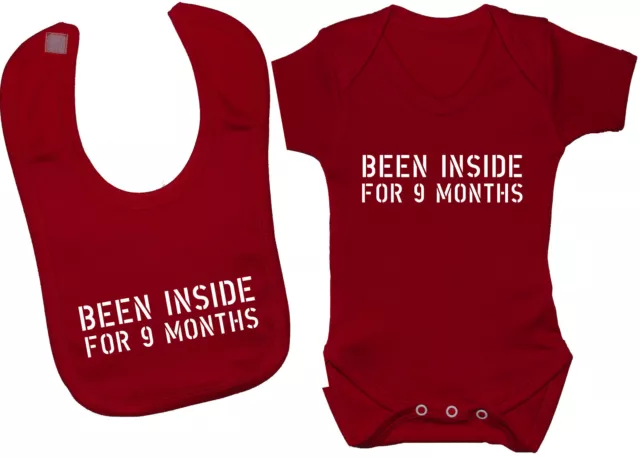 Been Inside Babygrow Body Romper & Bavaglino da alimentazione nuovo con scatola-24M Unisex Regalo divertente